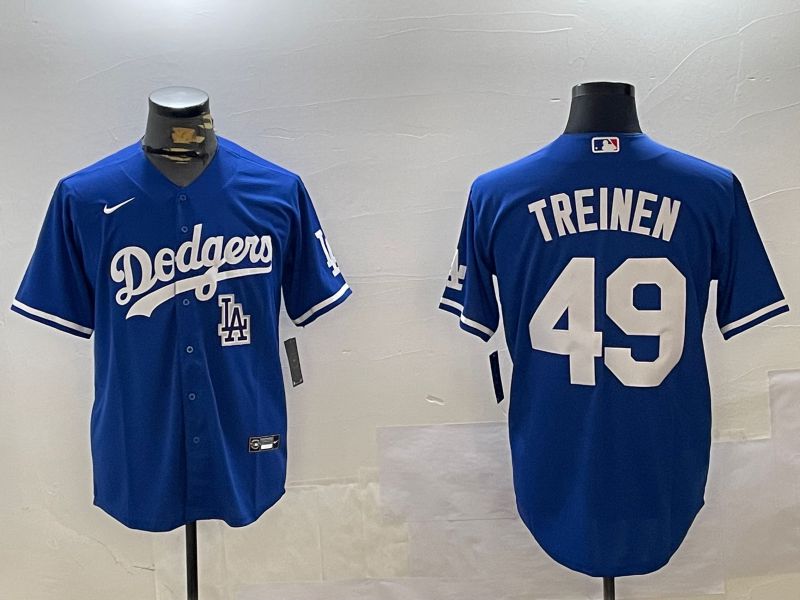 Men Los Angeles Dodgers #49 Treinen Blue Game 2024 Nike MLB Jersey style 25